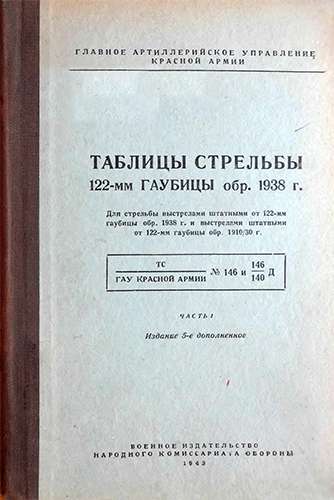 Таблицы стрельбы 122-мм гаубицы обр. 1938 г.
